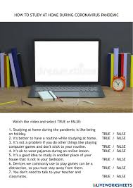 Pick a good place to study. Studying At Home During Pandemic Worksheet