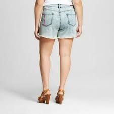 Plus Size Jean Shorts W Neon Pop Embroidery Nwt