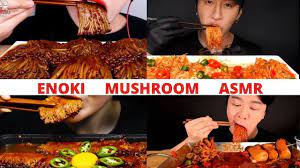 Enoki Mushroom Asmr Crunchy Bites Enoki Mushroom Compilation Videos Crunchy Bites Stuffed Mushrooms Food