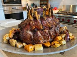 Crown Roast Of Pork With Roasted Root Vegetables Recipe Roasted Root Vegetable Recipe Crown Roast Of Pork Crown Roast