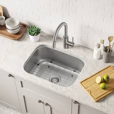 Selecting the right sink is an important decision for any home improvement project, whether renovating, refurbishing, or even doing a new construction.with many options in different shapes, sizes, and mounting types, the kraus stainless steel collection is a great place to start. Kbu12 Kraus Stainless Steel 23 L X 18 W Undermount Kitchen Sink With Drain Assembly Reviews Wayfair