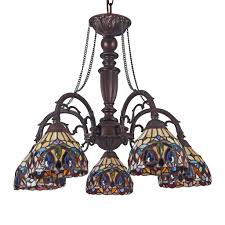 Shop Chloe Tiffany Style 5 Light Dark Bronze Art Glass Chandelier Overstock 20256417