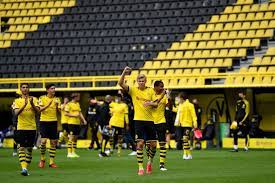 Germany football club borussia dortmund's twitter was hacked today, tweeting in support. Bundesliga Restarts With No Fans Erling Haaland Celebrates Goal Alone Los Angeles Times