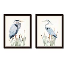Watercolor Heron Print Set No 1 Bird Prints Giclee Art Etsy Bird Prints Nautical Art Prints
