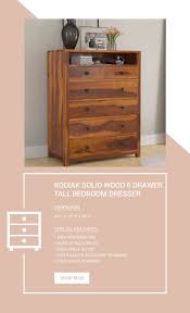 Kodiak Rustic Solid Wood 6 Drawer Tall Bedroom Dresser Bedroom Dressers Solid Wood Dresser Solid Wood