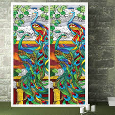 Stained glass peacock design tiffany style window panel suncatcher. New Design Europen Style Peacock Glass Window Film Home Decorative Window Sticker Stained 50 100cm Decorative Window Stickers Window Stickerdecoration Window Aliexpress