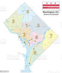 Vetores De Mapa Dos Oito Distritos Do Washington Dc Com Bandeira E Mais Imagens De Washington Dc Istock