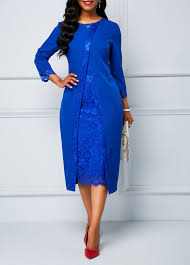 Royal Blue Lace Panel Long Sleeve Sheath Dress Rotita Com Usd 34 29 Long Sleeve Sheath Dress Royal Blue Dresses Fashion Dresses Online