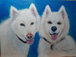 Hi everyone, This is "Aspen" Acrylic pouring technique for the mirror  boarder, and the reflective glass. The dog, his reflection, sky, grass &  clouds are traditional oils 24x24 inches