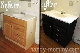 This made it easier to sand and paint. Good How To Refinish Bathroom Vanity With Refinishing A Bathroom Vanity Bathroom Makeo Wooden Bathroom Vanity Wooden Bathroom Cabinets Refinish Bathroom Vanity