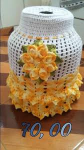 Capa De Botijao De Croche Com Flores Capa Botijao Croche Redondo Cozinha De Crochet Croche Para Cozinha