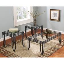 This Stylish Exster 3 Piece Occasional Table Set Features A Metal Construction Finished In Black Brown Living Room Table Sets End Table Sets Accent Table Sets