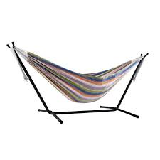The double hammock is made with a 100% tightly woven cotton cloth, which allows for a soft and airy, breathable fabric. Vivere 9 Ft Cotton Double Hammock With Stand In Retro Uhsdo9 31 The Home Depot