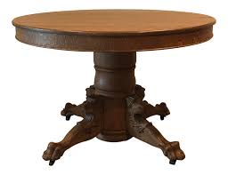 Antique 1800's oak pedestal plant or jardiniere pedestal stand. Antique Claw Foot Lions Head Tiger Oak Pedestal Table Chairish