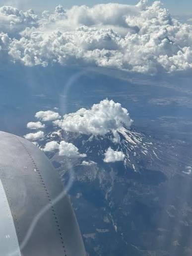 Mt. Shasta viewed from flight from LA to Portland
