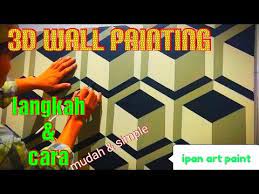 3d Wall Painting Tutorial Cat Tembok 3d Wall Art Paint Ideas 3d Wall Paint Decoration Youtube Lukisan Dinding Diy Gambar Geometris Painting