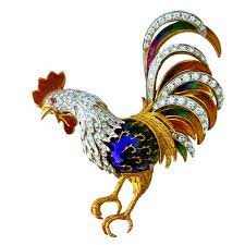 Enamel Diamond Gold Platinum Rooster Brooch 1stdibs Com Antique Jewelry Diamond Brooch Animal Jewelry