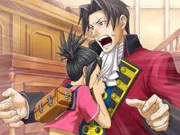 Little Kay Faraday Crying Into Miles Edgeworth S Ascot Phoenix Wright Layton Brothers Mystery Room Attorneys