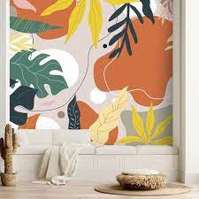 modern botanical wall mural large leaves wallpaper peel and stick removable wallpaper self adhesive accent wall traditional non woven in 2021 interior murals modern mural wall murals