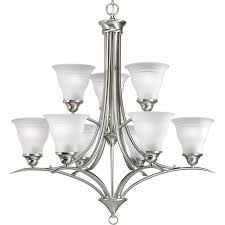 Progress Lighting Trinity 9 Light Brushed Nickel Transitional Chandelier In The Chandeliers Department At Lowes Com
