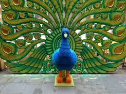 Sai Srija Arts Thermocol Craft Make Peacock Model V Babji Hyderabad Beautiful peacock mandala with geometric islamic arabesque pattern illustration of golden brown color of luxury background design. thermocol craft make peacock model