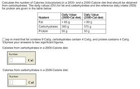 To determine kcalories supplied by lipid, multiply the volume of 10% lipid (in ml) by 1.1; Calculate The Number Of Calories Kilocalories In A Chegg Com