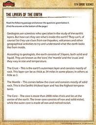 The Layers Of The Earth Printable 5th Grade Science Worksheet Science Worksheets Earth Layers Abc Worksheets