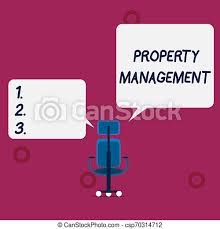 Property management companies that are llcs, corporations, or other business entities, and that engage in real estate activities in their business name are often required to obtain a broker's license in the name of the firm. Conceptual Hand Writing Showing Property Management Business Photo Text Overseeing Of Real Estate Preserved Value Of Canstock