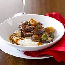 Braised Beef With Cipollini Onions Shiitakes And Olives Recipe Yummly Recipe Braised Beef Olive Recipes Beef Steak Recipes