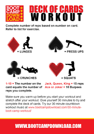For each suit and then for each rank you create an instance of your card and then you add the card to an arraylist. Countdown Workout Card Workout Deck Of Cards