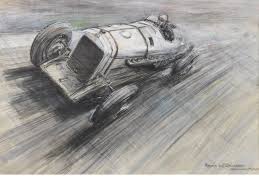 Formerly The Property Of Oliver Bertram Bryan De Grineau British 1883 1957 Plenty On The Clock 1932 Motorsport Art Car Painting Automotive Art