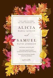 Fall Leaves Border Wedding Invitation Template Free Greetings Island Fall Wedding Invitations Leaves Wedding Invitation Templates Wedding Invitation Card Design