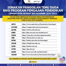 Tarikh semakan panggilan ujian medsi Semakan Panggilan Temu Duga Bagi Program Pengajian Pendidikan Lepasan Stpm Setaraf Sesi Akademik 2021 2022 Upsi Portal Rasmi Universiti Pendidikan Sultan Idris
