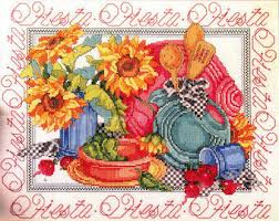 This simple yet elegant cross stitch pattern features beautiful white orchids on a printed aida background. Kooler Design Studio Fiestaware Collection Cross Stitch Pattern 123stitch