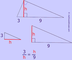 Similar Right Triangles Formed By An Altitude The Geometric Mean Is The Altitude Of A Right Triangle Geometric Mean Geometry Help Worksheets For Kids