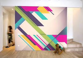 Geometric 80s Style Wall Art Mirror80 Creative Wall Painting Geometric Wall Art Wall Paint Designs