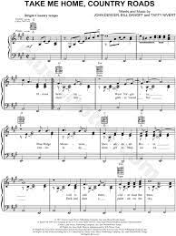 John Denver Take Me Home Country Roads Sheet Music In A Major Transposable Download Print West Virginia Mountains John Denver Lyrics Take Me Home