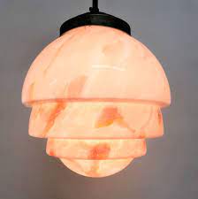 For Sale Pink Art Deco Pendant Light With Marbled Glass 1930 S Pink Art Deco Art Deco Pendant Light Art Deco Lamps