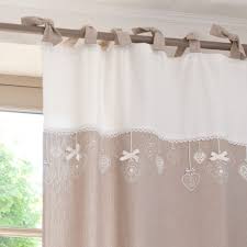 Rideau A Nouettes En Coton Beige Tende Beige Tende Tende Per Finestra