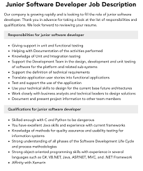 Junior Software Developer Job Description | Velvet Jobs