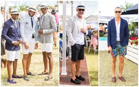 Black And White Party Outfits Mens Several Men Of Different Ages Wearing Semi Formal Attire With Shorts In Black White And Multicolored Pa Tea Party Attire High Tea Outfit Garden Party Outfit