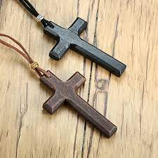Wooden cross necklace may be plain chains, chokers, beaded, or made of pearls. Wooden Cross Necklace On Leather Cord For Men Pendant In Black Brown Tone Jesus Christ Lord Prayer Jewelry Pendant Necklaces Aliexpress