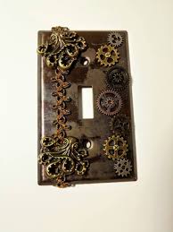 Steampunk Single Toggle Light Switch Plate Cover Octopus Gears Man Cave Tarnished Steel Fathers Day Gift Urban Industrial Metal Art Light Switch Plate Cover Light Switch Plates Switch Plate Covers
