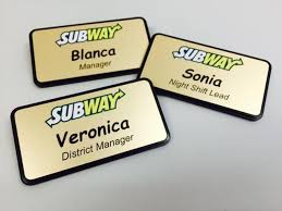 Gold Metallic Subway Name Badges Get Yours Today Badges Tags Namebadge Nametag Gold Metallic Metal Plastic Magnetic Name Badges Event Badges Names