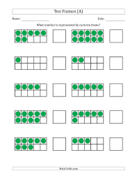 The Completed Ten Frames With The Numbers In Random Order A Math Worksheet From The Number Sense Worksheets Pa Math Worksheets Kids Math Worksheets Ten Frame