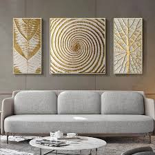 3 panels abstract gold foil art modern pictures canvas painting wall poster for living room office home dec in 2021 living room art gold art painting hanging paintings