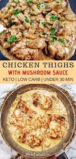 Keto One Skillet Chicken Thighs With Mushroom Sauce Recipe Keto Recipes Dinner Chicken Thighs Mushrooms Keto Recipes Easy