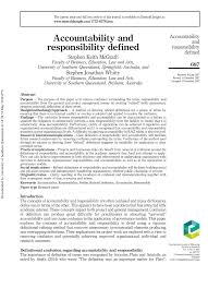 Pdf Accountability And Responsibility Defined