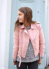 Pink Faux Leather Belted Moto Jacket With Zipper Shein Sheinside Pink Jacket Outfit Pink Leather Jacket Outfit Jackets