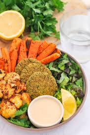 Lemon And Herb Falafel Bowls With Tahini Dressing My Fresh Perspective Recipe Tahini Dressing Healthy Recipes Falafel